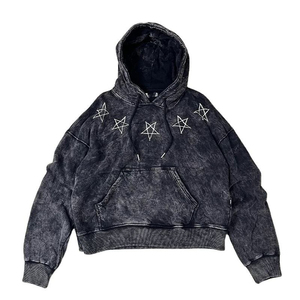 Custom High Quality Acid Wash Vintage <b>Double</b> Layer Fleece Winter Breathable Sun Faded Hoodie Distressed Sweatshirt Pockets - Product Image 1