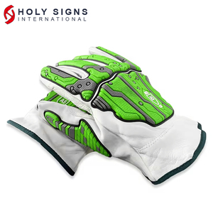 ถุงมือทำงาน TPR ตัดทนและป้องกันการกระแทกถุงมือทำงานหนังวัวผิวหยาบทนทานต่อการกระแทกตัดความต้านทานระดับ5 ANSI - Product Image 4