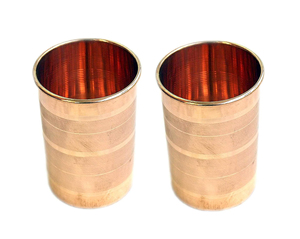 Juego de 2 Vasos de Cobre Ecológicos de 300 ml Reutilizables para Almacenar Agua Potable con Beneficios para la Salud de la Ayurveda de Lujo - Product Image 1