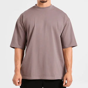 Camiseta Extra Grande con Hombros Caídos, de Primera Calidad, Mezcla de Algodón y Elastano/Algodón, Ecológica, Transpirable, 220g, Ropa Urbana para Hombre - Product Image 1