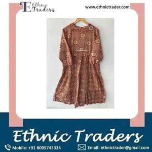 Robe longue décontractée en coton pour femmes, imprimé paisley, style indien doux, tissu naturel, confortable à porter, prix de gros - Product Image 6