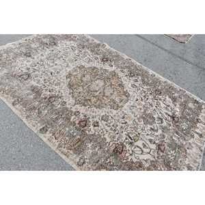 พรมตุรกีวินเทจขนาด 5.5x8.7 ฟุต พรมขนาดใหญ่ พรมขนสัตว์สีขาว - Product Image 4