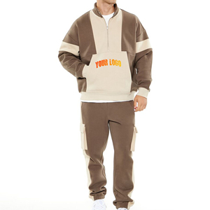 Conjunto de Sudadera con capucha y pantalones para hombre de manga larga GSM 100% algodón supersuave 400 personalizado para Otoño/Invierno, chándal con panel de dos colores y logotipo personalizado - Product Image 1