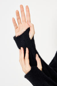 เสื้อสเวตเตอร์แบบถักโอเวอร์ไซส์สำหรับผู้หญิงคอกลมมีขนยาวนุ่ม - Product Image 4