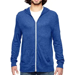 Mens Eco Jersey Full Zip Hooded Sweatshirt Hoodie Pacific Blue