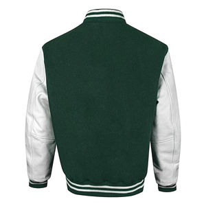 Veste d'université personnalisée pour hommes avec broderie Manches en cuir Logo à l'avant Veste d'université Letterman en toile pour l'hiver - Product Image 2