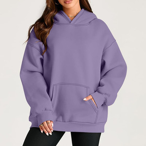 Sweat à capuche femme en tissu doux au toucher Anti-rides Streetwear décontracté Sweats à capuche style épaule tombante pour femme - Product Image 6