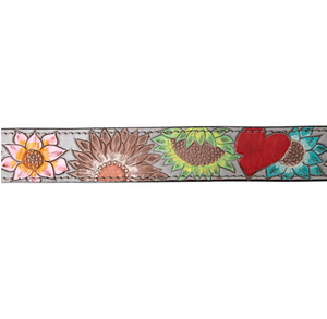 Nouvel arrivage de ceinture unisexe en cuir de vachette véritable Style occidental vintage Design floral usiné à la main boucle en alliage peint à la main - Product Image 4