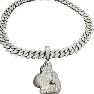 Vente en gros Pass Diamond Tester Blue Moissanite Diamond Pendant 925 Sterling Silver Jewelry Hip Hop Pendant pour hommes - Product Image 3