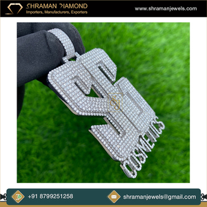 Rappeur 925 Argent Personnalisé Bloc Lettre Nom Initial Moissanite Pendentifs Charmes Entièrement Glacé Bling Hip Hop Bijoux Collier Grand - Product Image 4