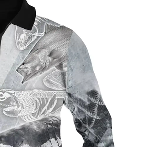 Polo de pêche à manches longues avec sublimation personnalisée Maillot de pêche respirant à séchage rapide avec protection UV pour hommes jeunes - Product Image 2