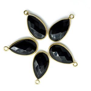Colgante de ónix negro Natural chapado en oro hecho a mano con un solo bucle, fabricación de joyas DIY, bisel de piedras preciosas, dijes de joyería - Product Image 1
