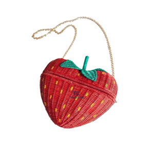 Ventas al por mayor Ecológico Personalizado Hecho a mano Verano Mimbre Ratán Manzana Roja Bolsos Bolso Tejido - Product Image 5