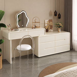 <strong>Dressing</strong> <strong>Table</strong> with Mirror Dresser for Bedroom Wood 6 Drawer Dresser for Bedroom <strong>Corner</strong> Makeup Vanity - Product Image 1