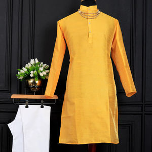 Kurta de Seda Jacquard de Estilo Premium para Hombre, Corte Holgado hasta la Rodilla, Exclusivo para Adultos, Ropa Étnica Formal para Fiestas y Festivales Indios - Product Image 1