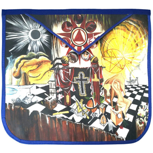 El mejor delantal de piel de cordero azul cielo, brújula cuadrada de rito moderno de alta calidad, imán de Rito Francés bordado en 3D de latón - Product Image 1