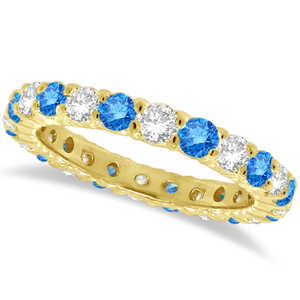 Anillo de Eternidad de Oro Amarillo de 14k con Diamantes Azules y Blancos de Fantasía (1.07ct) - Product Image 1