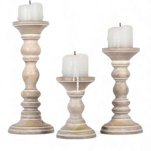 Ensemble de bougeoirs en bois naturel moderne avec des silhouettes arrondies lisses pour un style de décoration minimaliste et épuré - Product Image 5