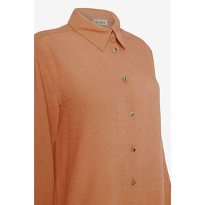 <b>Linen</b> Casual Blouse for Women-Embroidered Half Sleeve <b>Top</b> in Orange Relaxed Fit - Product Image 2