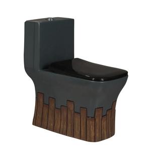 Toilettes sanitaires modernes de haute qualité en céramique monobloc noire-Siphonic Water Closet, prix compétitif - Product Image 2