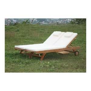 Double chaise longue en bois massif Hôtel Natation Classique Transat Super Confortable Extérieur Parfait Jardin Patio Meubles - Product Image 5