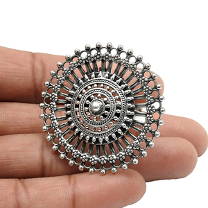 Solid 925 Sterling Oxidized Silver Ethnic Style Adjustable <b>Ring</b> for Woman Handmade <b>Indian</b> Fine Jewelry for Wedding Anniversary - Product Image 2