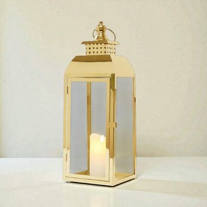 Farol de Ramadán de Metal Dorado Premium con Paneles de Vidrio, Brillo de Vela Suave, Decoración Festiva Elegante para Mesa de Hogar y Regalos - Product Image 1