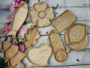 Vente d'usine fait à la main écologique incassable en forme de coeur servant une assiette en bois pour collation - Product Image 2