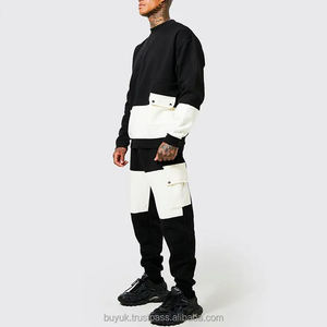 Chándal cargo unisex de dos tonos de gran tamaño con logotipo personalizado, chándal de maternidad de diseñador de invierno de dos piezas para hombre, respetuoso con el medio ambiente - Product Image 1