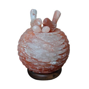 Lampe de sel artisanale en matériaux organiques, légère, en forme de nid, technique de sculpture, décoration Feng Shui pour la maison - Product Image 3