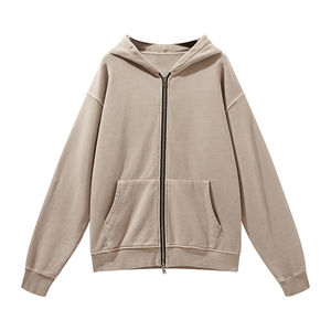 Sweats à capuche à fermeture éclair délavés à l'acide pour hommes, sweat-shirt décontracté personnalisé de haute qualité, impression numérique unisexe, teint uni pour l'hiver - Product Image 4