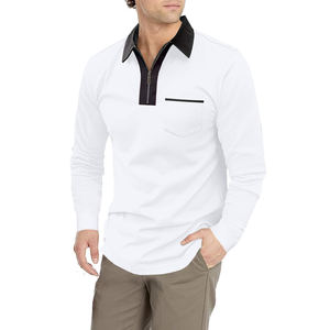 เสื้อโปโลผู้ชายขายส่ง พิมพ์โลโก้ตามสั่ง เนื้อผ้านุ่ม โพลีเอสเตอร์ผสมคอตตอน เสื้อโปโลลายนูน สำหรับฤดูร้อน กิจกรรมกลางแจ้ง กอล์ฟ - Product Image 3