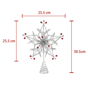 เครื่องประดับต้นคริสต์มาสรูปดาวหิมะสีเงิน 3 มิติ สำหรับตกแต่งต้นคริสต์มาส ตกแต่งบ้านในวันหยุดเทศกาลคริสต์มาส - Product Image 2