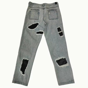 Vintage Washed <b>Ripped</b> Grey Breathable <b>Men's</b> <b>Jeans</b>,Custom Made Fashion <b>Jeans</b> <b>Ripped</b> Washed Denim Straight Pants for <b>Men</b> Wholesale - Product Image 3