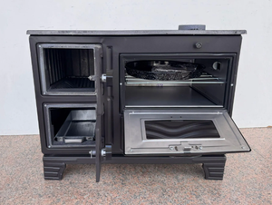 Estufa de Leña Independiente de Hierro Fundido Negro con Horno, Calentador Ecológico Compacto para Sala de Estar, Estufa Rústica - Product Image 3