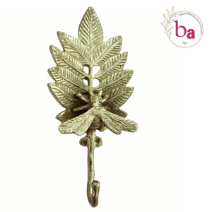 ที่แขวนเสื้อโค้ทและหมวกทำด้วยมือทำจากเหล็กหล่อดีไซน์ผึ้งและดอกไม้สีทอง - Product Image 1