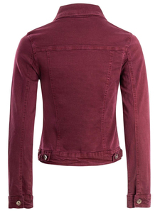 Chaqueta vaquera roja de alta calidad y estilo a la moda al por mayor, ropa rasgada con cuello vuelto para mujer, chaqueta vaquera - Product Image 5