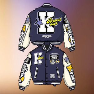 Negro Faux Pu cuero corto estilo callejero Logo recortado Letterman chaquetas Custom Boxy Varsity Bomber Jacket hombres - Product Image 4