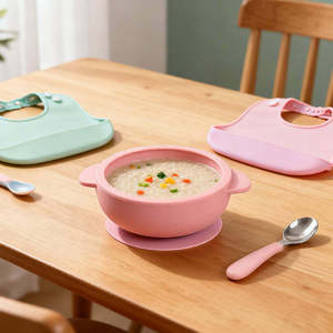 Juego de Vajilla de Silicona para Bebé, Diseño de Dibujos Animados, Ecológico, Impermeable, 6 en 1, Incluye Plato, Tazón, Cuchara, Tenedor, Vaso Antiderrames, 0-12 Meses - Product Image 2