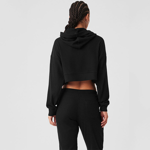 ชุดโยคะสตรีไซส์ใหญ่พิเศษแขนกุดแห้งเร็วระบายอากาศได้ดีพิมพ์โลโก้บนเอวทรงหลวมมีฮู้ด - Product Image 4