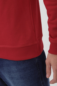 <b>Men</b> <b>Red</b> Crew Neck Pullover <b>Sweatshirt</b> Regular Fit Casual Knitted Cotton Solid Color Autumn Wear - Product Image 6