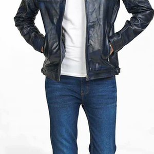 Vêtements d'extérieur tendance, haut en cuir moulant, cuir noir pour hommes, vestes en cuir, logo personnalisé, couleur de la veste pour hommes - Product Image 5