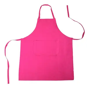 Pink Color Durable Washable Heavy Duty Leather Cotton Canvas Work Apron With Tool pocket customized cotton fabric