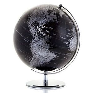 Globe de bureau métallique avec cadre doré et pierre précieuse en fer océanique noir - Product Image 1