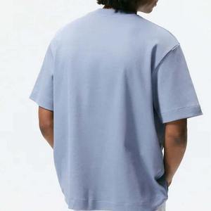 Camiseta de Cuello Alto para Hombre, Tejido Grueso de Algodón, Estilo Chino, Hombros Caídos, Color Sólido, Antiencogimiento, Alta Calidad, 100% Algodón - Product Image 3