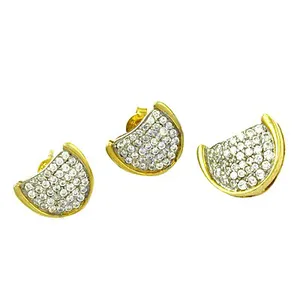 "Women's <b>Crystal</b> <b>Stud</b> <b>Earrings</b> Fashion Gold Plated Jewelry" - Product Image 3