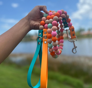 <span class=keywords><strong>Laisse</strong></span> pour chien en silicone perlé, robuste et durable, 10mm, 12mm, 15mm, couleurs assorties, étanche avec poignée en sangle PVC - Product Image 1