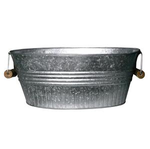 Maceta de flores de forma ovalada galvanizada de diseño elegante con mango de madera para el hogar Jardín al aire libre Hierbas Macetas de flores - Product Image 2