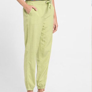 Material de algodón puro logotipo personalizado impreso Color sólido mujeres Jogging pantalones Top artículo de moda Pantalones frescos para mujer - Product Image 6