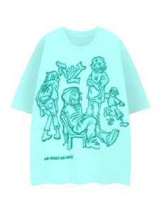 เสื้อยืดผ้าฝ้ายพิมพ์ลายสำหรับผู้ชายเสื้อผ้าแนวสตรีทแวร์ไหล่ตกพร้อมแขนสั้นผ้าฝ้าย100% พิมพ์แบบกำหนดเอง - Product Image 2